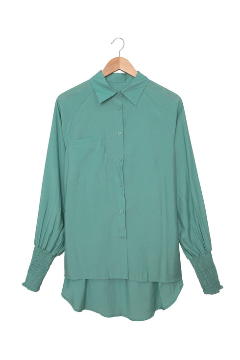 Billowy Sleeves Pocketed Shirt